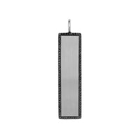 Silver Black Diamond Dog Tag: a silver dog tag with surrounding black diamonds 