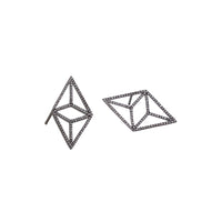 Silver Diamond Kite Studs: A pair of silver stud earrings featuring a geometric kite shape.