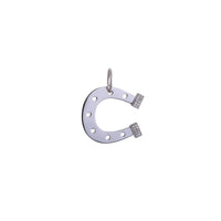 Silver Horseshoe Pendant: A sterling silver horseshoe-shaped pendant with  small diamond heels