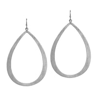 Silver Large Stackable Teardrops: A pair of large silver teardrop earrings with a French wire back.