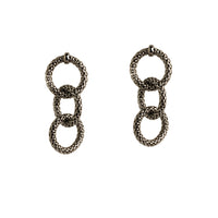 Silver Triple Link Mesh Earrings: a pair of Ruthenium-Plated Sterling Silver link earrings