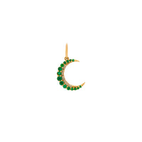 Small Emerald Crescent Pendant: A 14K gold crescent-shaped pendant with emeralds