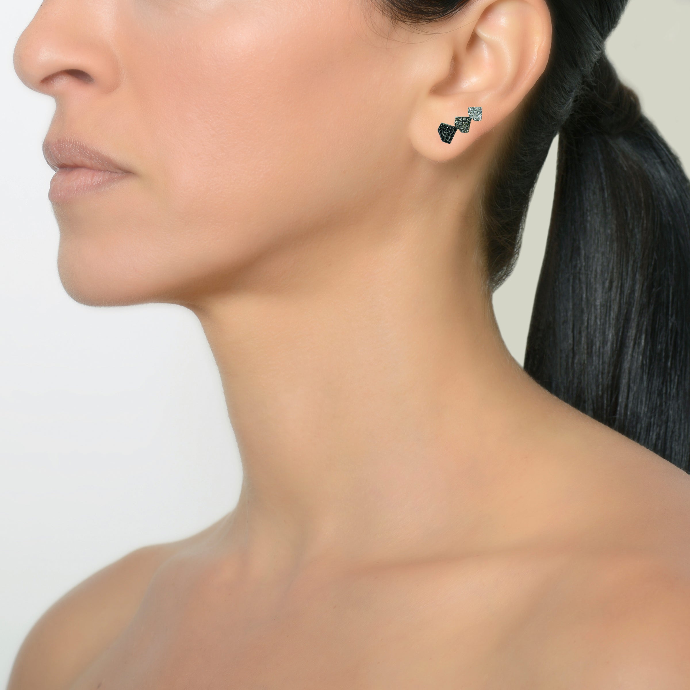 Triple Shield Studs on a model