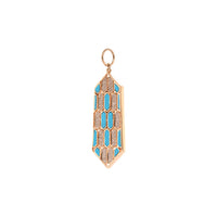 Turquoise Mosaic Pendant: 14K gold pendant with geometric patterns of  diamonds and Turquoise 