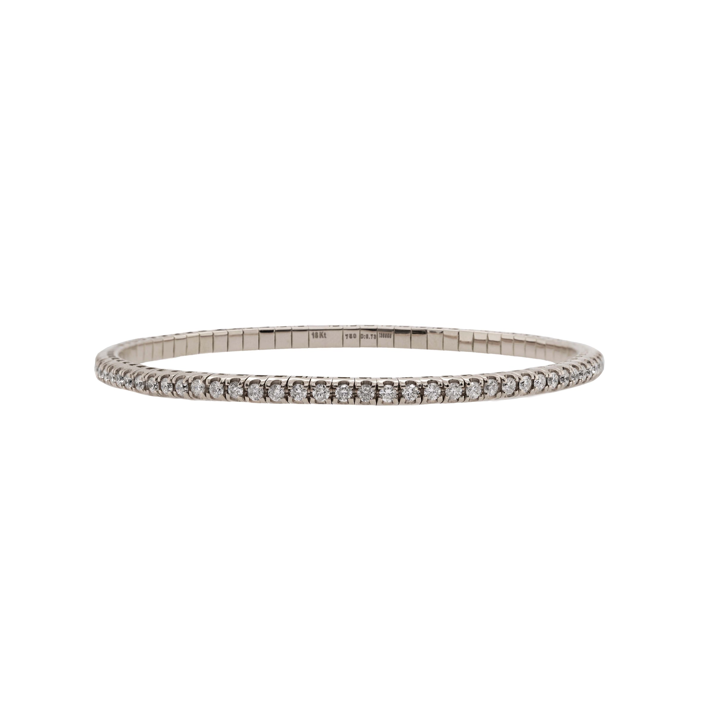 White Gold 2mm Diamond Stretch Bracelet: 14K Gold Stretchable Bracelet with 2mm Diamonds