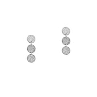 White Gold 3-Dot Earrings: a pair of 14K gold earrings with three textured dots design