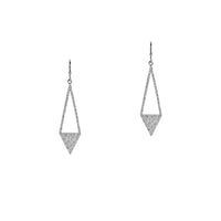 White Gold Diamond Arrow Earrings: a pair of 14K gold diamond earrings in the shape of an upside-down arrow 