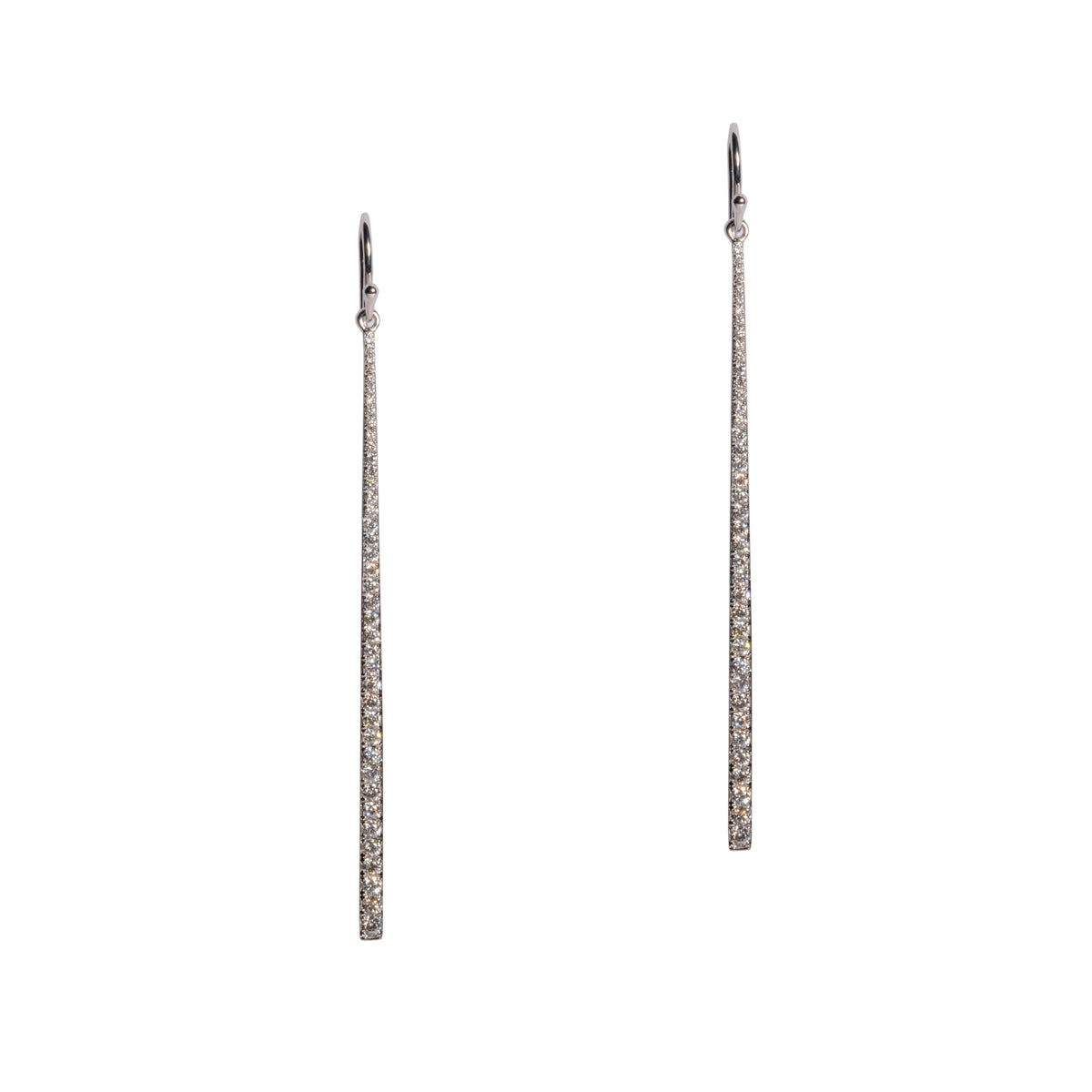 White Gold Diamond Stick Earrings: a pair of 14K gold earrings with a stick design