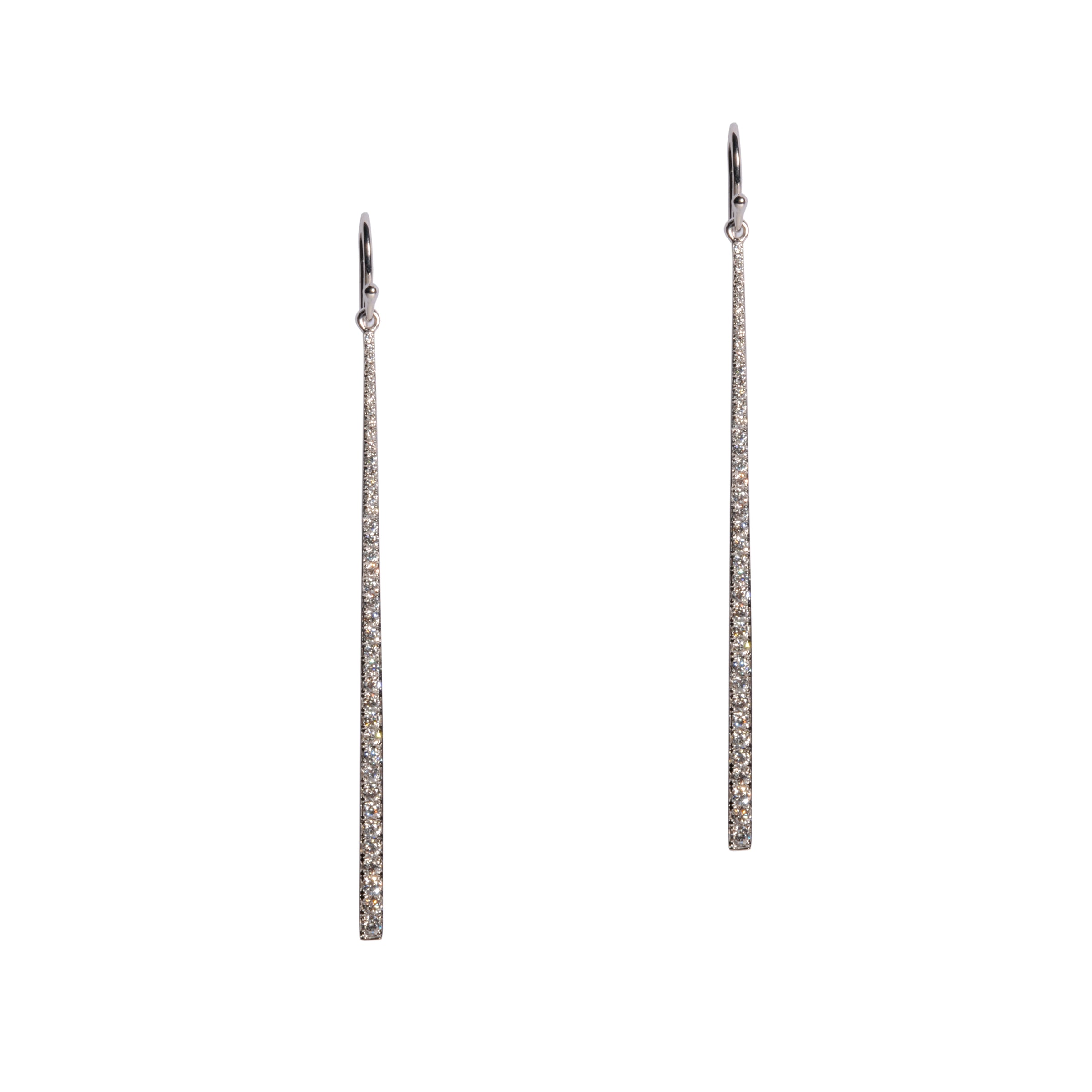 White Gold Diamond Stick Earrings: a pair of 14K gold earrings with a stick design