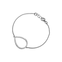 White Gold Diamond Teardrop Bracelet: A 14K gold bracelet with a teardrop-shaped diamond pattern, featuring a lobster clasp fastening.