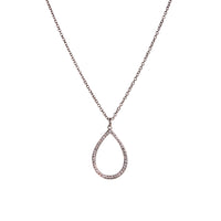 White Gold Diamond Teardrop Necklace: 14K necklace with a diamond-encrusted teardrop pendant