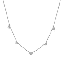 White Gold Shield Necklace: 14K white gold diamond-weight necklace with a lobster clasp fastening and adjustable length.