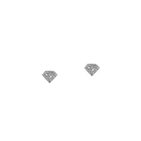 White Gold Shield Studs: A pair of 14K gold diamond diamond shaped stud earrings.