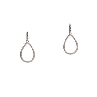 White Gold Small Diamond Teardrops: A pair of 14K gold diamond earrings with a small teardrop design