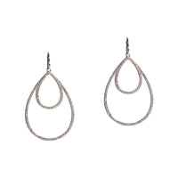 White Gold Small & Medium Diamond Teardrops: A pair of 14K gold diamond earrings that are a combination of two teardrop design earrings of different sizes, displayed against a white background.