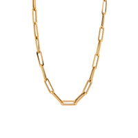 X-Large Paperclip Chain: A 14K yellow gold paperclip chain necklace with lobster clasp fastening.