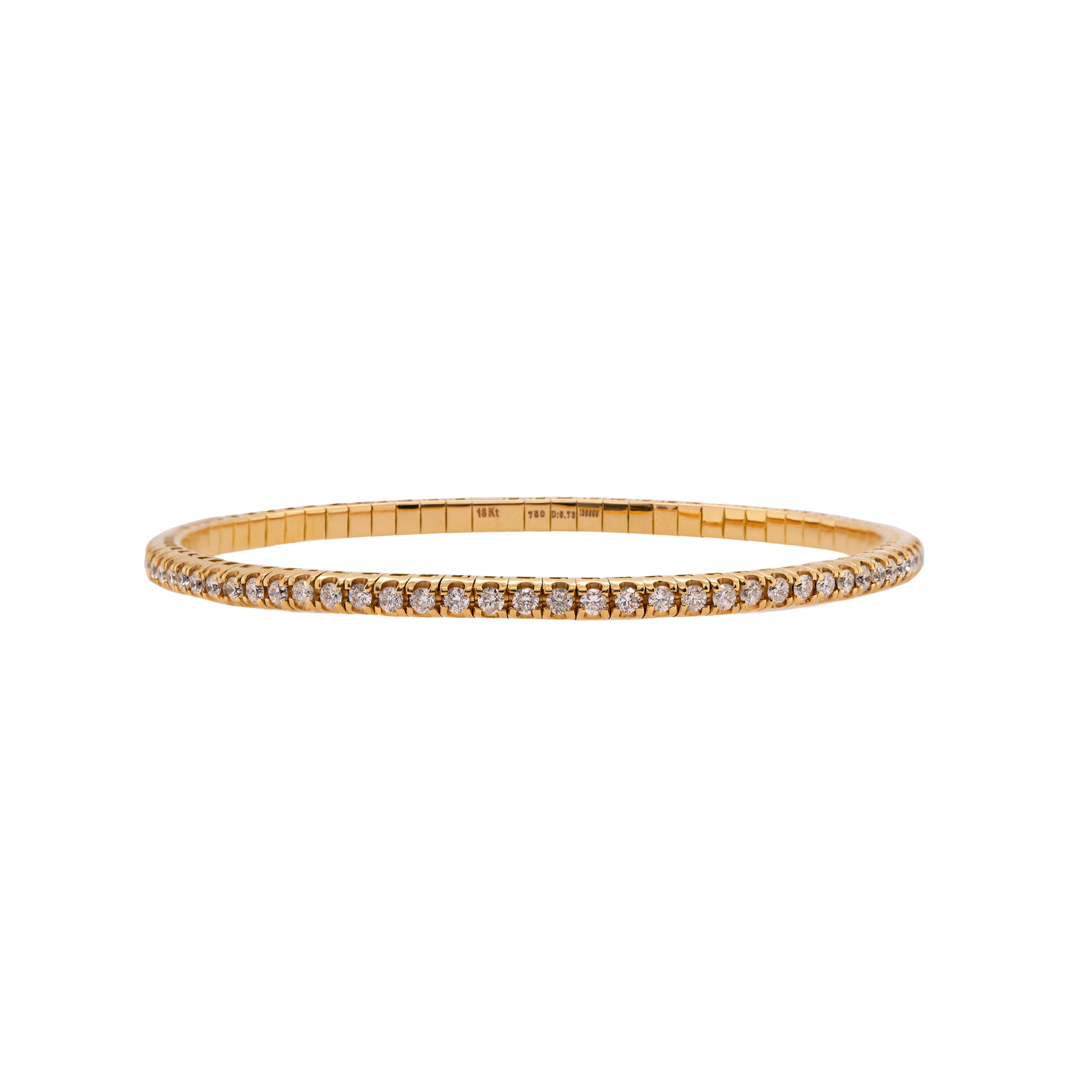 Yellow Gold 2mm Diamond Stretch Bracelet: 14K Gold Stretchable Bracelet with 2mm Diamonds