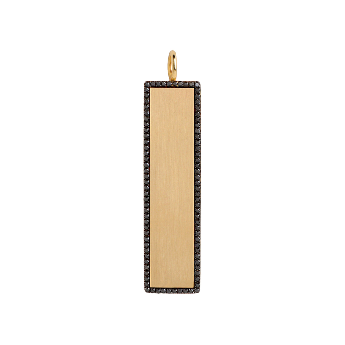 Yellow Gold Black Diamond Dog Tag: crafted in 14K gold, featuring a rectangular pendant with a black diamond-encrusted edge.