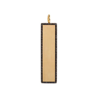 Yellow Gold Black Diamond Dog Tag: crafted in 14K gold, featuring a rectangular pendant with a black diamond-encrusted edge.