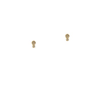 Yellow Gold Diamond Double Dot Studs: A pair of 14K gold diamond stud earrings with a post and butterfly back fastening.
