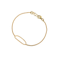 Yellow Gold Diamond Oval Bracelet: A 14K gold diamond oval bracelet with a lobster clasp fastening.