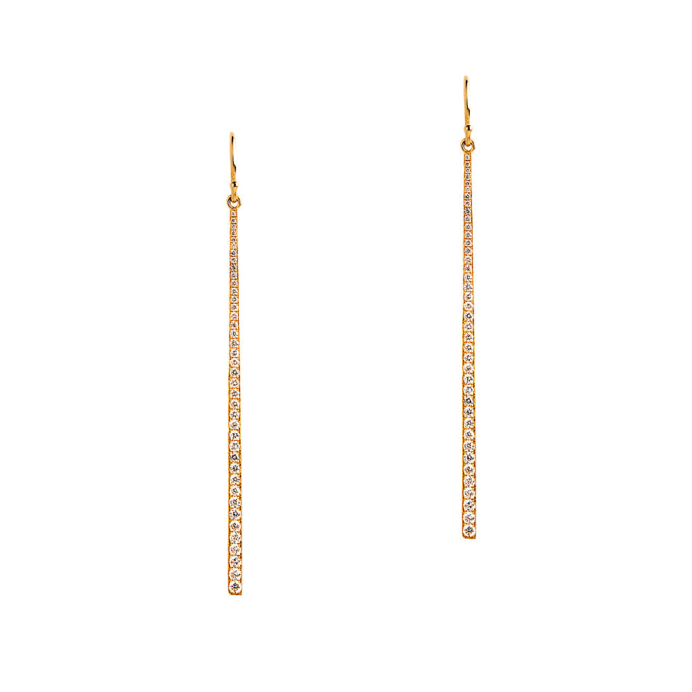 Yellow Gold Diamond Stick Earrings: a pair of 14K gold earrings with a stick design