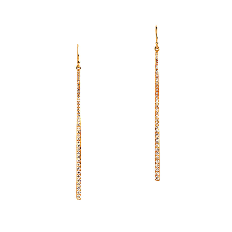Yellow Gold Diamond Stick Earrings: a pair of 14K gold earrings with a stick design