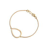 Yellow Gold Diamond Teardrop Bracelet: A 14K gold bracelet with a teardrop-shaped diamond pattern, featuring a lobster clasp fastening.