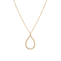 Yellow Gold Diamond Teardrop Necklace: 14K necklace with a diamond-encrusted teardrop pendant