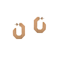 Yellow Gold Flat Angular Huggies: a pair of 14K gold flat hoop earrings 