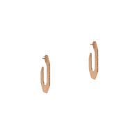 Yellow Gold Flat Angular Huggies: a pair of 14K gold flat hoop earrings 