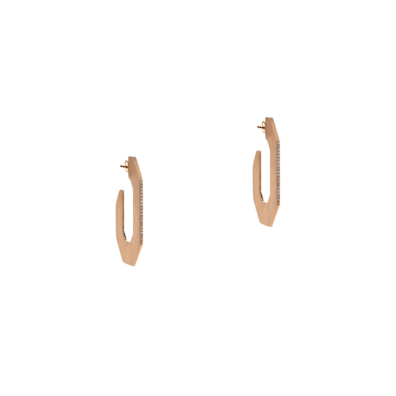 Yellow Gold Flat Angular Huggies: a pair of 14K gold flat hoop earrings 