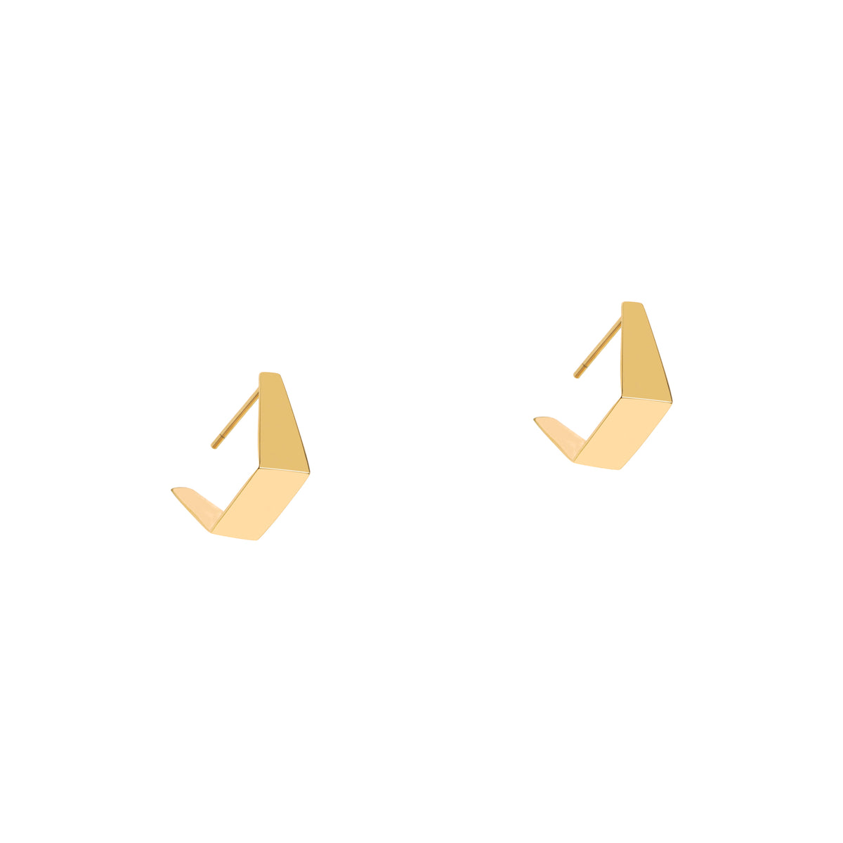 Yellow Gold Fold-over Studs: a pair of 14K gold stud earrings 