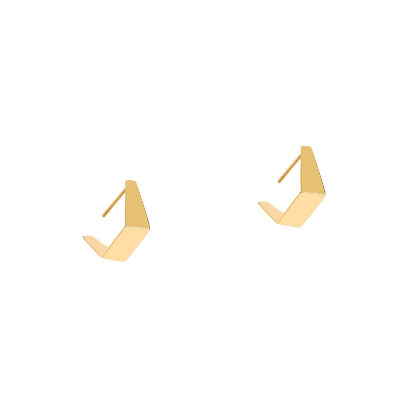 Yellow Gold Fold-over Studs: a pair of 14K gold stud earrings 