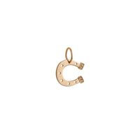 Yellow Gold Horseshoe Pendant: A 14K gold horseshoe-shaped pendant with small diamond heels.