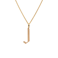 Yellow Gold "J" Small Alphabet Necklace: A 14K gold alphabet pendant with the letter 'J with a chain