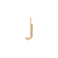 Yellow Gold "J" Small White Diamond Alphabet Pendant: A 14K gold diamond alphabet pendant with the letter 'J' 