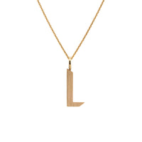 Yellow Gold "L" Small Alphabet Necklace: A 14K gold alphabet pendant with the letter 'L' with a chain