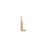 Yellow Gold "L" Small White Diamond Alphabet Pendant: A 14K gold diamond alphabet pendant with the letter 'L' 