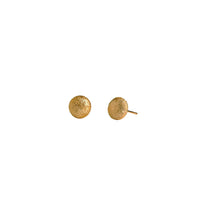 Yellow Gold M&M Stud Earrings: a pair of 14K gold stud earrings that look like a textured button