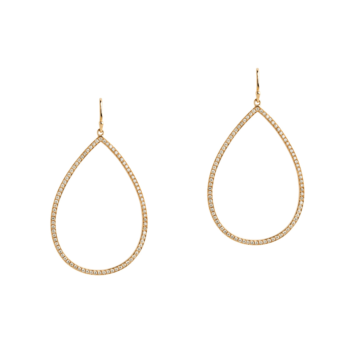 Yellow Gold Medium Diamond Teardrops: A pair of 14K gold diamond earrings with a medium teardrop design