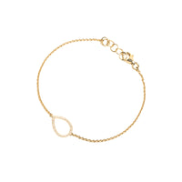 Yellow Gold Mini Diamond Teardrop Bracelet: 14K gold bracelet with a mini diamond embedded teardrop pendant 