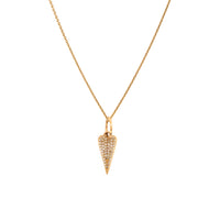 Yellow Gold Mini Folded Heart  Necklace: A gold pendant in the shape of a folded heart with diamonds, set on a chain.
