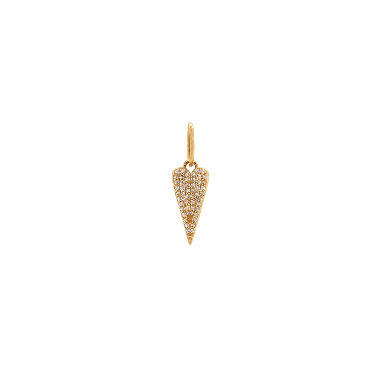 Yellow Gold Mini Folded Pendant: A gold pendant in the shape of a folded heart with diamonds.