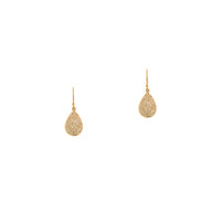 Yellow Gold Mini Pave Diamond Teardrops: A pair of 14K gold pave diamond earrings with a mini teardrop design