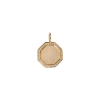 Yellow Gold Octagon Diamond Pendant: A 14K gold diamond engravable pendant with an octagonal shape