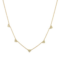Yellow Gold Shield Necklace: 14K white gold diamond-weight necklace with a lobster clasp fastening and adjustable length.
