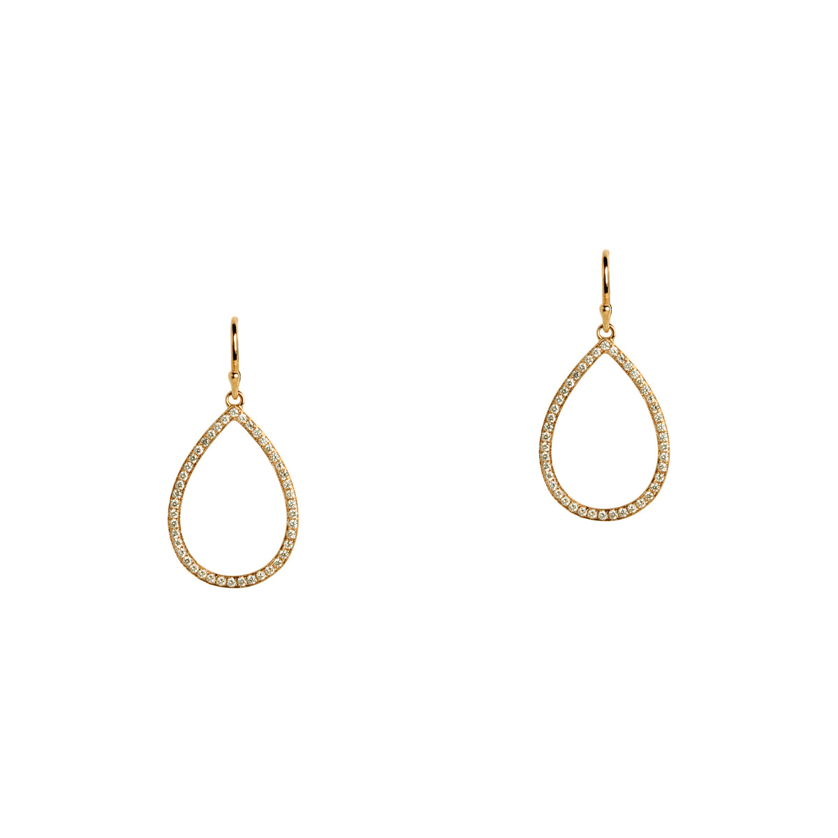 Yellow Gold Small Diamond Teardrops: A pair of 14K gold diamond earrings with a small teardrop design