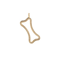 Yellow Gold Small Hollow Diamond Dog Bone Pendant: A 14K gold hollow dog bone pendant with diamonds 