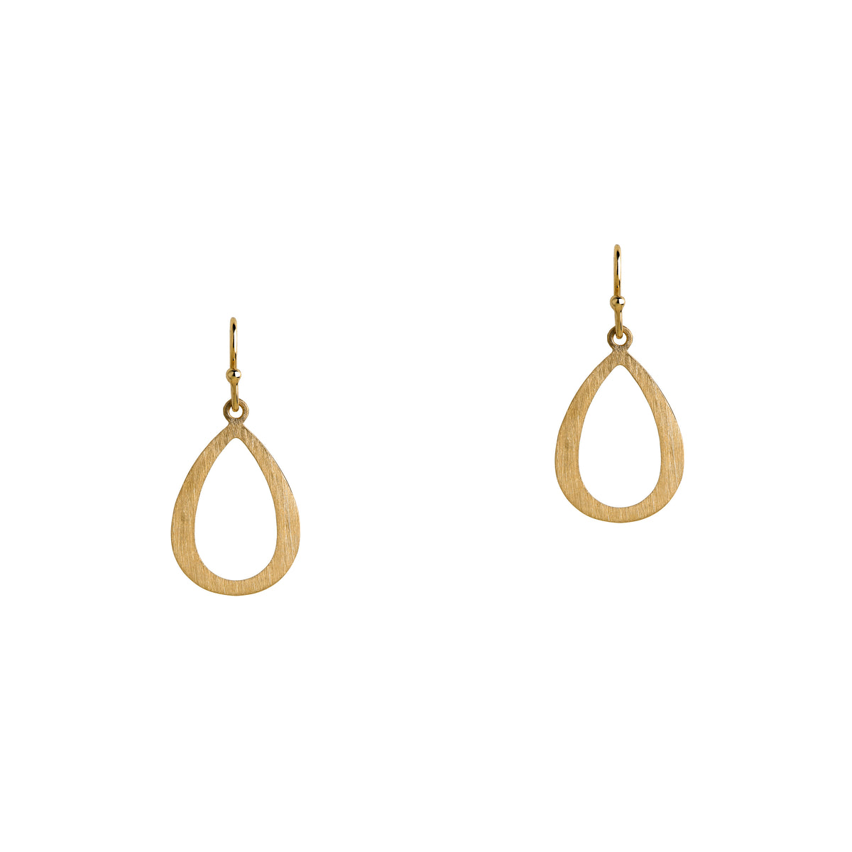 Yellow Gold Small Stackable Teardrops: A pair of 14K gold earrings with a small teardrop design